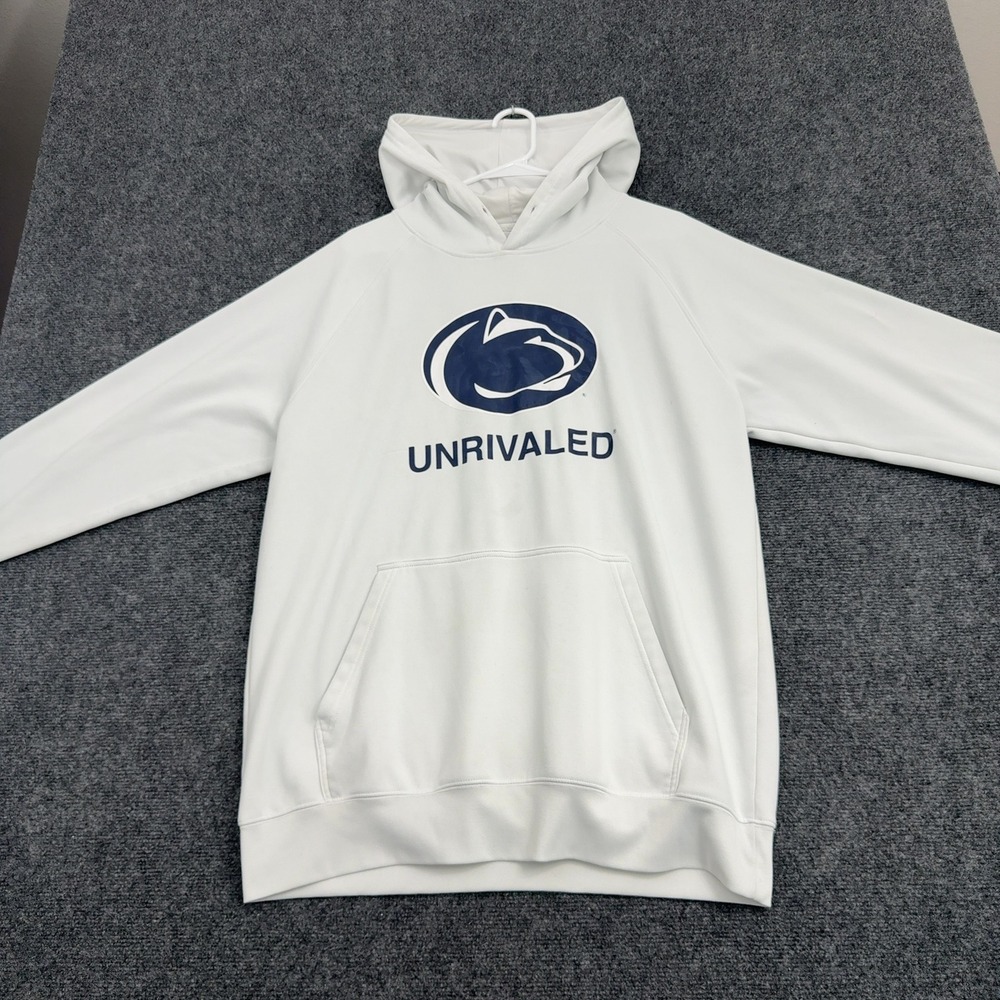 Penn State e5 Hoodie Mens L White Polyester Unrivaled Nittany Lions Sports Style